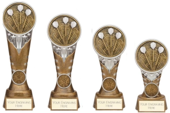 Fantastic Darts Trophies in Antique Gold  and Silver Design Ikon Series from £7.36 excVAT